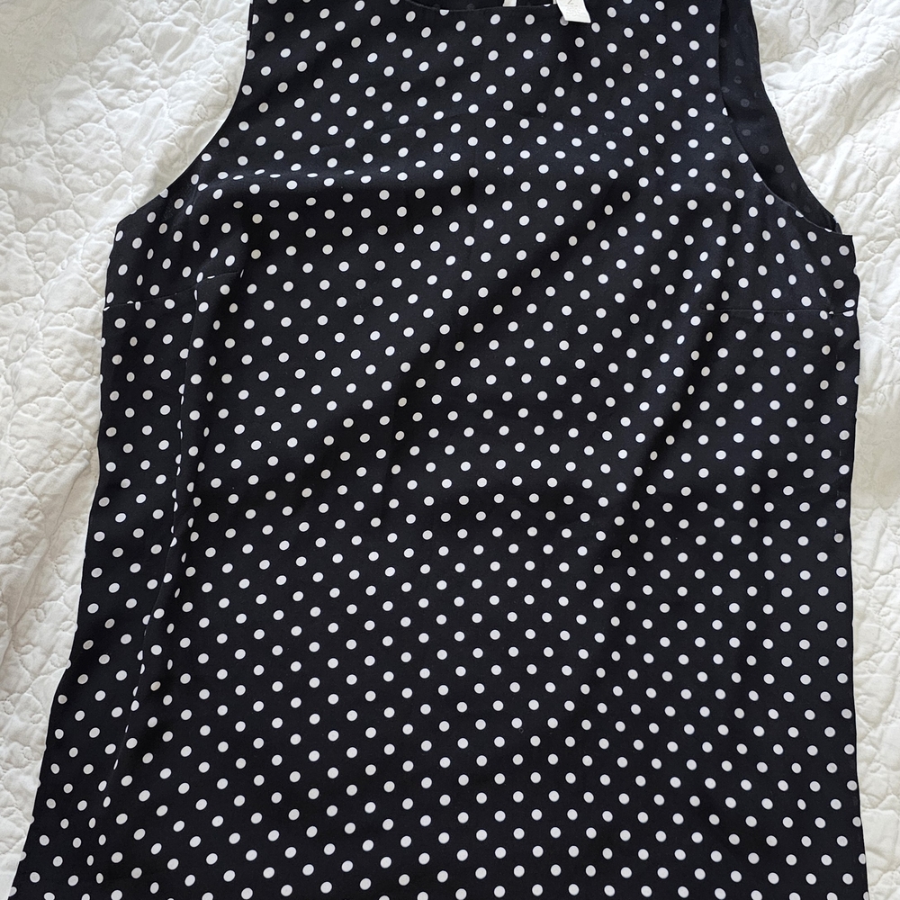 Chico's Black Tunic Tank Top with White Polka Dots Sz 2 12-14 - Picture 7 of 11